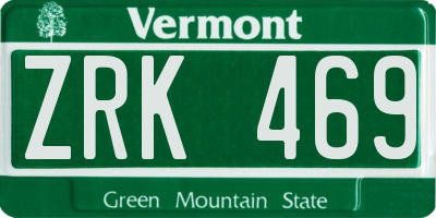 VT license plate ZRK469