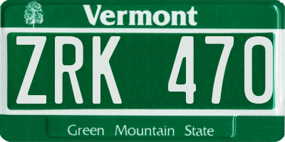 VT license plate ZRK470