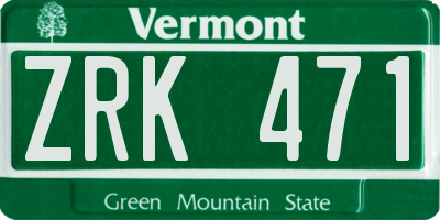 VT license plate ZRK471