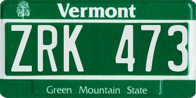 VT license plate ZRK473