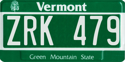VT license plate ZRK479