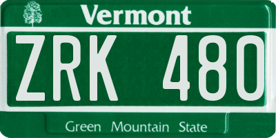 VT license plate ZRK480