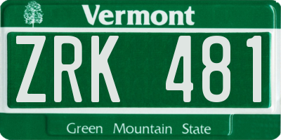 VT license plate ZRK481