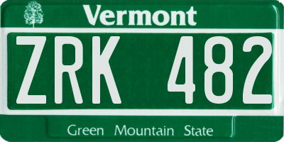 VT license plate ZRK482