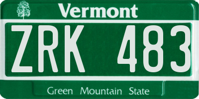 VT license plate ZRK483