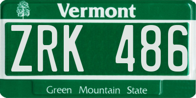 VT license plate ZRK486