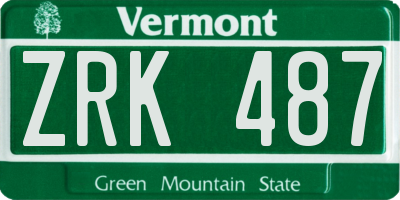 VT license plate ZRK487