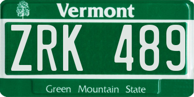 VT license plate ZRK489