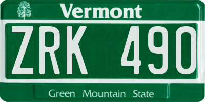 VT license plate ZRK490