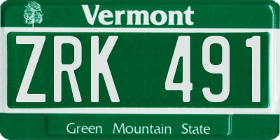VT license plate ZRK491