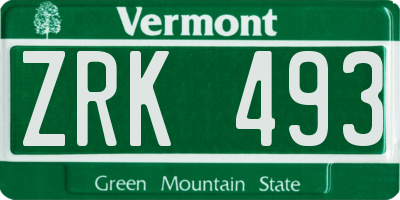 VT license plate ZRK493