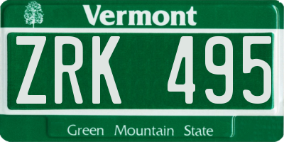 VT license plate ZRK495