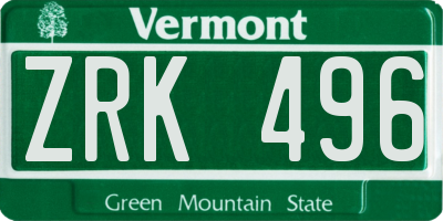 VT license plate ZRK496