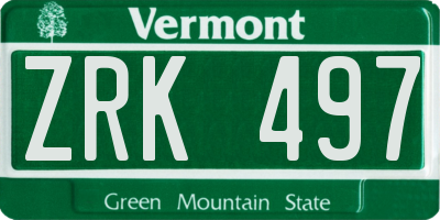 VT license plate ZRK497
