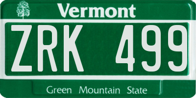 VT license plate ZRK499