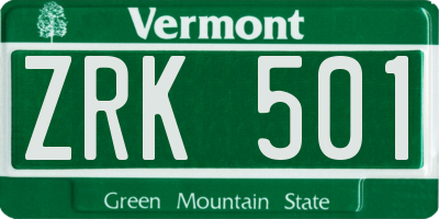 VT license plate ZRK501