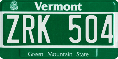 VT license plate ZRK504