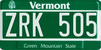VT license plate ZRK505