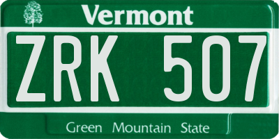 VT license plate ZRK507