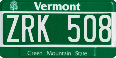 VT license plate ZRK508