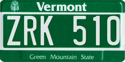 VT license plate ZRK510