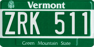 VT license plate ZRK511