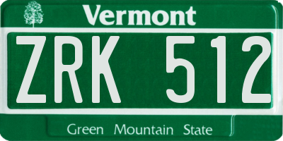 VT license plate ZRK512