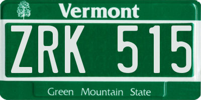 VT license plate ZRK515
