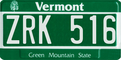 VT license plate ZRK516