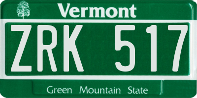 VT license plate ZRK517
