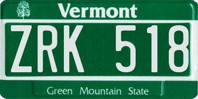 VT license plate ZRK518