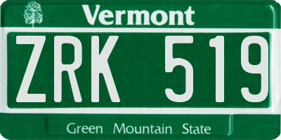 VT license plate ZRK519