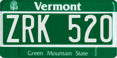 VT license plate ZRK520