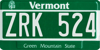 VT license plate ZRK524