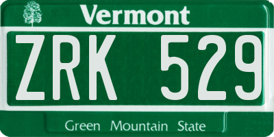VT license plate ZRK529