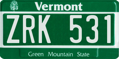 VT license plate ZRK531