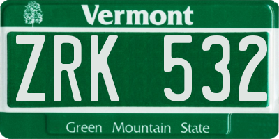 VT license plate ZRK532