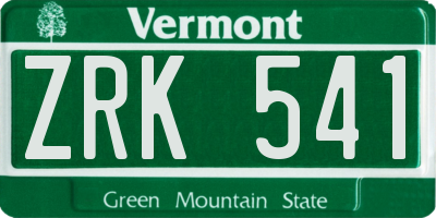 VT license plate ZRK541