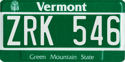 VT license plate ZRK546