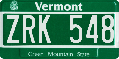 VT license plate ZRK548