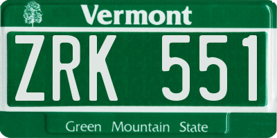 VT license plate ZRK551