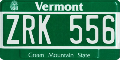 VT license plate ZRK556