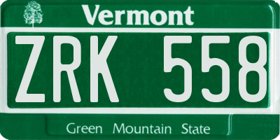 VT license plate ZRK558