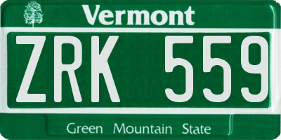 VT license plate ZRK559