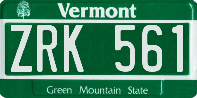 VT license plate ZRK561