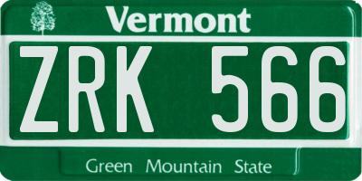 VT license plate ZRK566