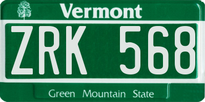 VT license plate ZRK568