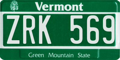 VT license plate ZRK569