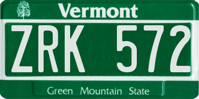 VT license plate ZRK572
