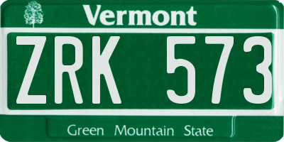 VT license plate ZRK573